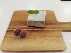 Lemon cake at Spirulina Blue Ueno in Tokyo