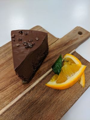 cacao cake at Spirulina Blue Ueno in Tokyo
