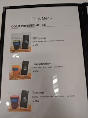 menu 1 at Spirulina Blue Ueno in Tokyo