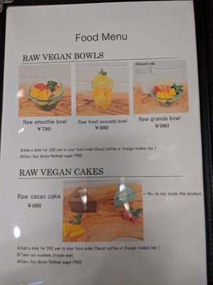 menu 3 at Spirulina Blue Ueno in Tokyo