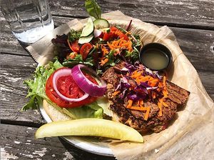 Burger and Salad at Eclipse Company Store in The Plains