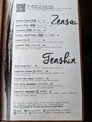 Menu at Ramen Takara in Auckland
