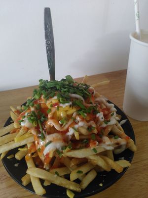 Loaded fries at FTP Vegan Eats in Rotorua