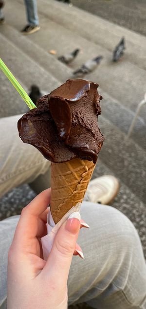 Chocolate gelato   at Panna e Liquirizia in Rome