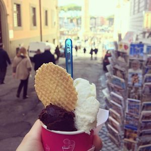 chocolate and coconut gelato at Panna e Liquirizia in Rome