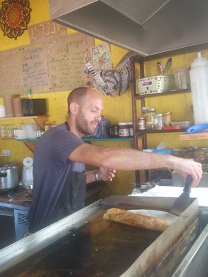Ananda's dosa Station with Chef Allon  at Ananda Curry House  in Pardes Hanna-karkur
