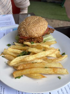 AFC burger  at Ashers Farm Sanctuary in Pretoria