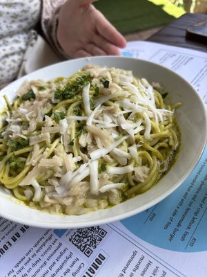 Spinach tofu pasta   at Ashers Farm Sanctuary in Pretoria