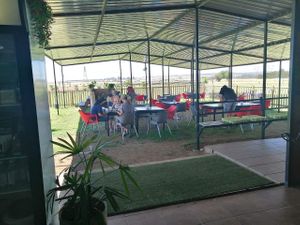 The restaurant outside, so relaxing and peaceful at Ashers Farm Sanctuary in Pretoria