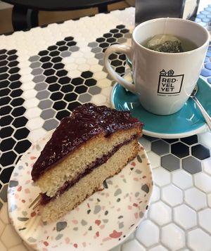 Red berries and vanilla cake 🍰 + mint tea  at Red Velvet in Padua