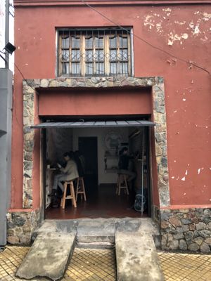 The Restaurant is inside of a small Garage at Señor Conejo in Asuncion