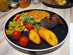 Vegan brunch with grilled mushrooms, plantain, ... at Turtle Bay in Cardiff