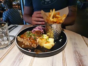 Jerk tofu with spicy fries at Turtle Bay in Cardiff