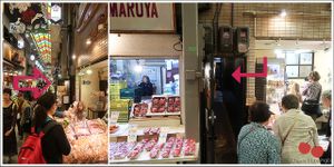 Indication pour se rendre à Hale, le restaurant se trouve dans le fameux marché Nishiki, quand on a la rue Fuyacho-dori dans le dos, l'entrée se trouve à quelques stands sur la droite. at Hale in Kyoto