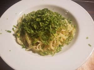 lemon-herb vegan pasta at Hale in Kyoto