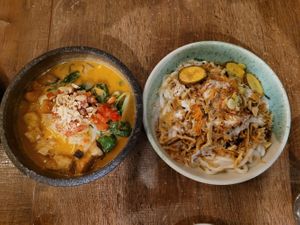 Satay noodle bowl & paradise island noodle bowl at Do Chay - Knight District in Vancouver