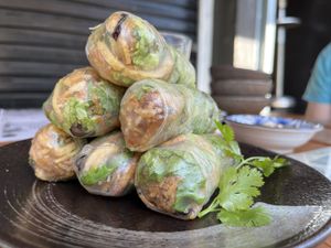 THIS WAS SO GOOD! We had monsoon rolls and the mushroom bun. So delicious!  at Do Chay - Knight District in Vancouver
