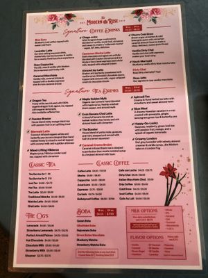 New menu as of Jan 2024  at The Modern Rose in Deerfield Beach