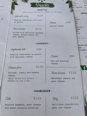 Menu at Las Robles in Puerto Morelos