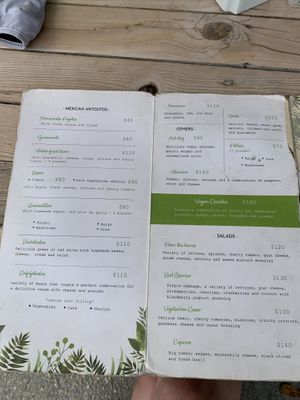 Menu at Las Robles in Puerto Morelos