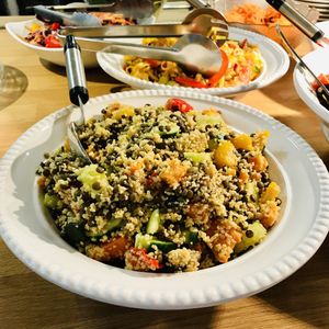 Couscous, puy lentil & mixed vegetable salad. at V Café at the Institute in Guildford