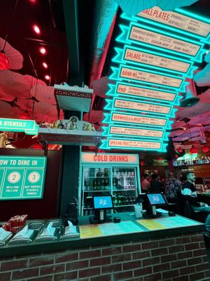 Interior + menu (vegan options label on the counter menus)  at Luc Lac Vietnamese Kitchen in Portland