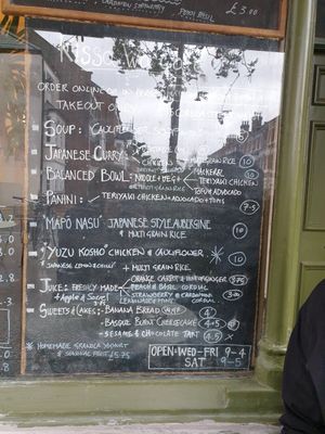Menu board at Kissa Wa in North London