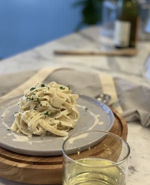Pasta Alfredo at Alma Organic in Burbank