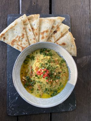 hummus with pita bread at Bla Bla in Vevey