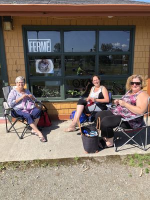 Knitting group at Bistro Pointe Taylor in New Richmond