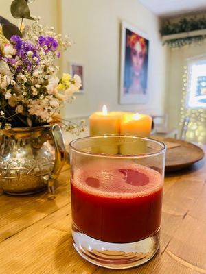 Pink chai latte.  at 3 4 4 in Alicante