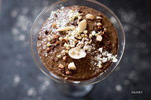 Chia and carob pudding with buckwheat, almonds, nuts, hazelnuts, dates, cocoa, maca... at 3 4 4 in Alicante