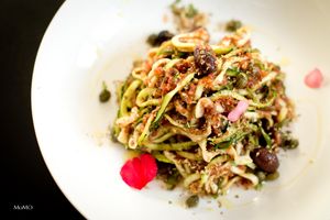 Fresh zucchini spaghetti with tomato marinara sauce. at 3 4 4 in Alicante