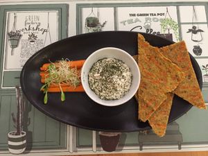 Vegan cheese with carrot crackers at 3 4 4 in Alicante