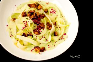 Fetuccine with cashew and espirulina cream. at 3 4 4 in Alicante