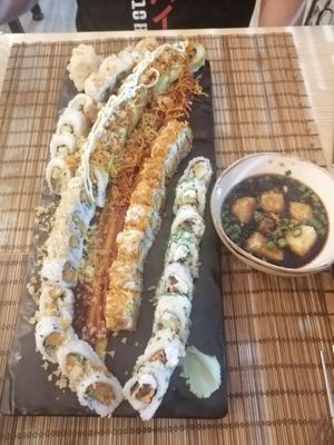 2 people combination and the agadashi tofu at Miso in Ramat Gan