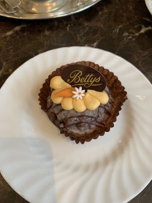 Glazed carrot cake dessert  at Bettys in York