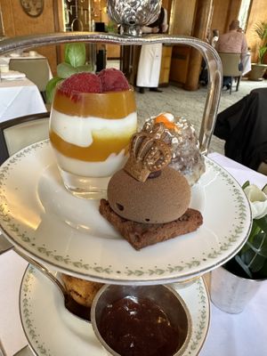Desserts, plus scone with jam and creme (not clearly pictured)  at Bettys in York