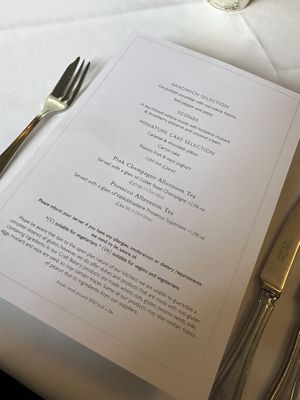 Vegan afternoon tea menu (May 2023)  at Bettys in York