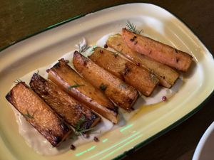 Grilled carrot with vegan yogurt, dill, and pink pepper  at Diner Jackie 다이너재키 in Seoul
