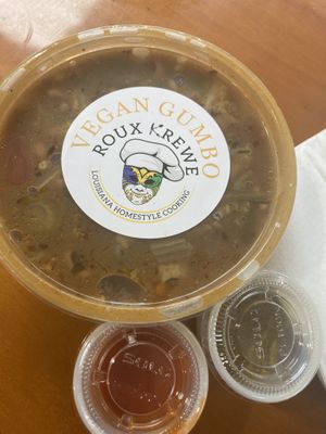 Gumbo 8 0z served over white rice   at Yellow Green Farmers Market in Hollywood