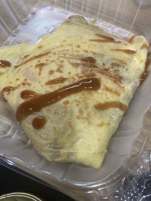 Vegan ham and cheese crepe with vegan Mayo from Salvaje   at Yellow Green Farmers Market in Hollywood