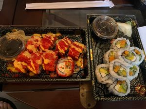 Hot Cheetos roll sub tofu, no cream cheese (vegetarian) and the tofu roll.  at Sushi-2-Go in Gainesville