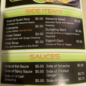 Sides and sauce (check to ensure vegan) at Sushi-2-Go in Gainesville