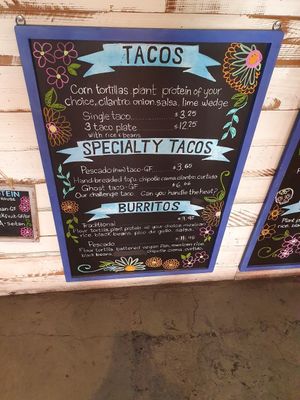 Menu at Sugar Taco in Los Angeles