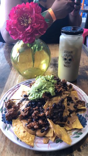 Nachos & horchata at Sugar Taco in Los Angeles