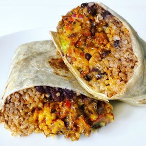 Vegan Carne Asada Burrito with Extra Queso at Sugar Taco in Los Angeles