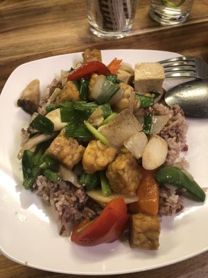 Tempeh veggie stir fry  at 29 Coffties in Chiang Mai