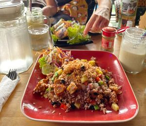 Pineapple fried rice with tempeh  at 29 Coffties in Chiang Mai