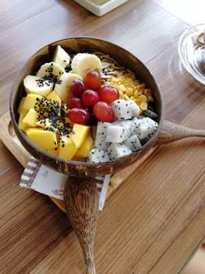 Banana, avocado and peanut butter smoothie bowl! at 29 Coffties in Chiang Mai